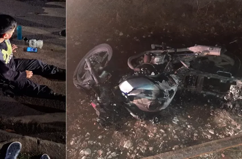  Golpearon a un policía, le robaron la moto y luego incendiaron el rodado
