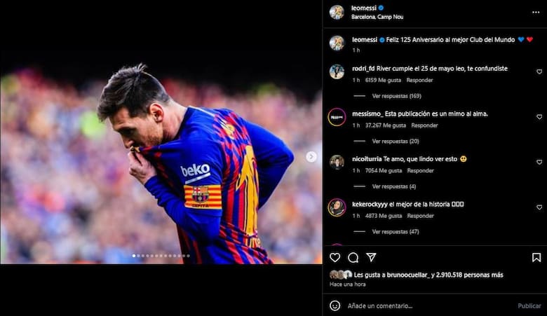  El emotivo posteo de Lionel Messi dedicado a un nuevo aniversario del Barcelona