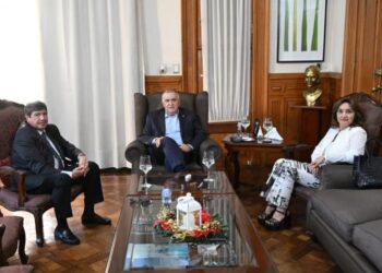 Jaldo recibió al vicepresidente Primero de la Legislatura, Aldo Salomón y a la intendenta, Graciela Gutiérrez