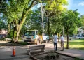 La Plaza Yrigoyen se renueva con trabajos de arbolado, paisajismo e iluminación