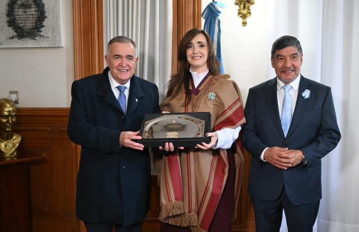 Jaldo recibió a la vicepresidenta Victoria Villarruel en Casa de Gobierno por el 9 de Julio