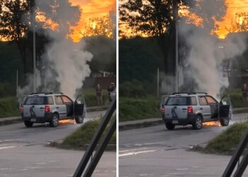 Yerba Buena: un auto quedó envuelto en llamas frente a un colegio