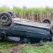 Una conductora santiagueña perdió el control del auto y terminó volcando en un cañaveral de Leales