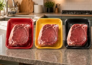 ¿Qué significa el color de las bandejas de carne en el supermercado?